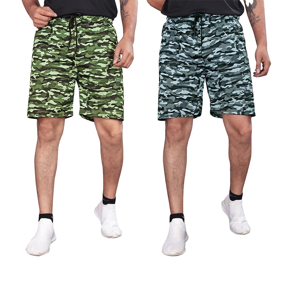attivo Men's Camouflage Cargo Shorts with Relaxed Fit, Multiple Utility Pockets and Durable Design, Suitable for Outdoor Activities and Casual Wear | Combo-picture-36