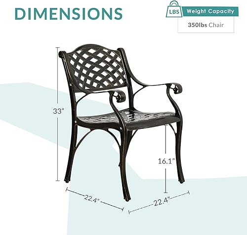 Miniatura 3 de MEETWARM Juego de 2 sillas de comedor de patio sillas de aluminio fundido para todo tipo de clima sillas de comedor para patio terraza patio diseño