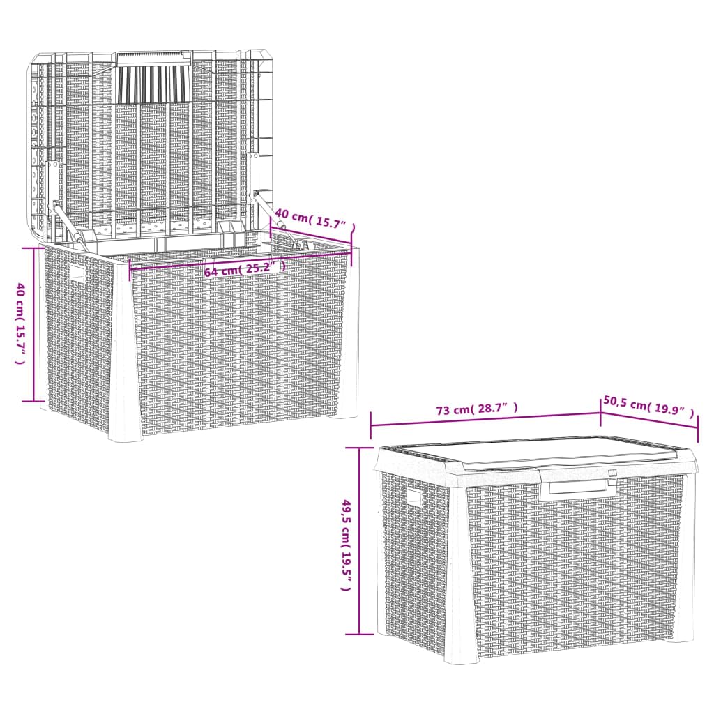vidaXL Caja de Almacenaje Jardín con Cojín de Asiento, Caja Cerradura, Asiento Exterior de Almacenaje, Baúl Arcón de Patio, PP Gris Antracita 125 L