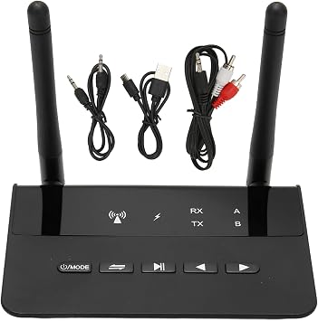 Bluetooth5.2 Transmitter Receiver, 2 in 1 200ft Long Range Audio Adapter with CSR Chip, Low Latency Dual Connection Bluetooth Adapter for Speaker Car