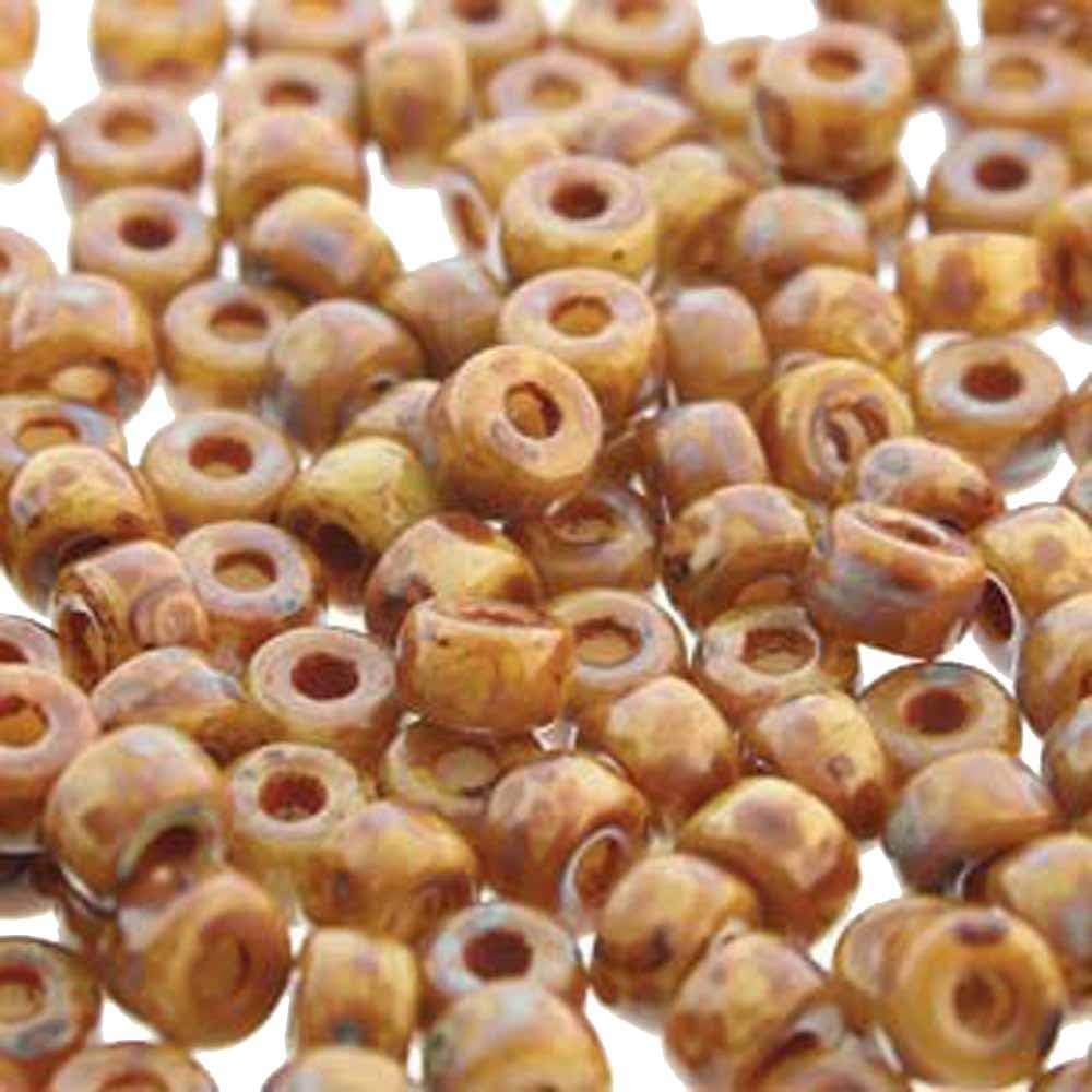 Matubo 2/0 Pony 90 Sead Beads 6.1mm 2.1mm Hole Czech Glass (Beige Dk Travertine)