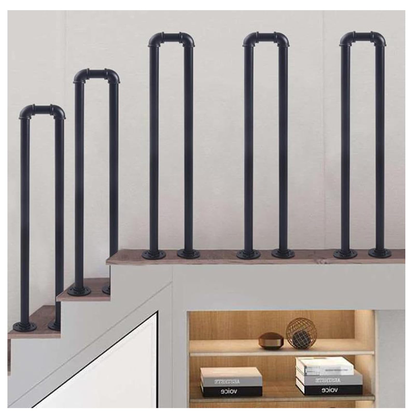 Rampe d'escalier en fer forgé en U - Main courante de sécurité pour loft et jardin