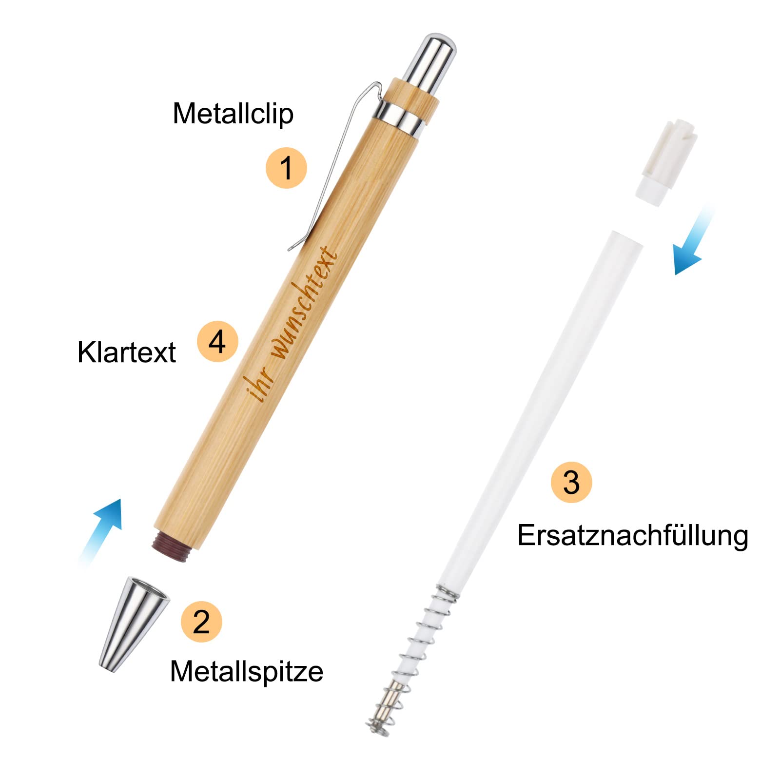 OXYEFEI Personalisierter Bambus-Kugelschreiber Mit Gravur – ökologisches & Stilvolles Geschenk Für Prüfung, Jobstart Oder Abschied
