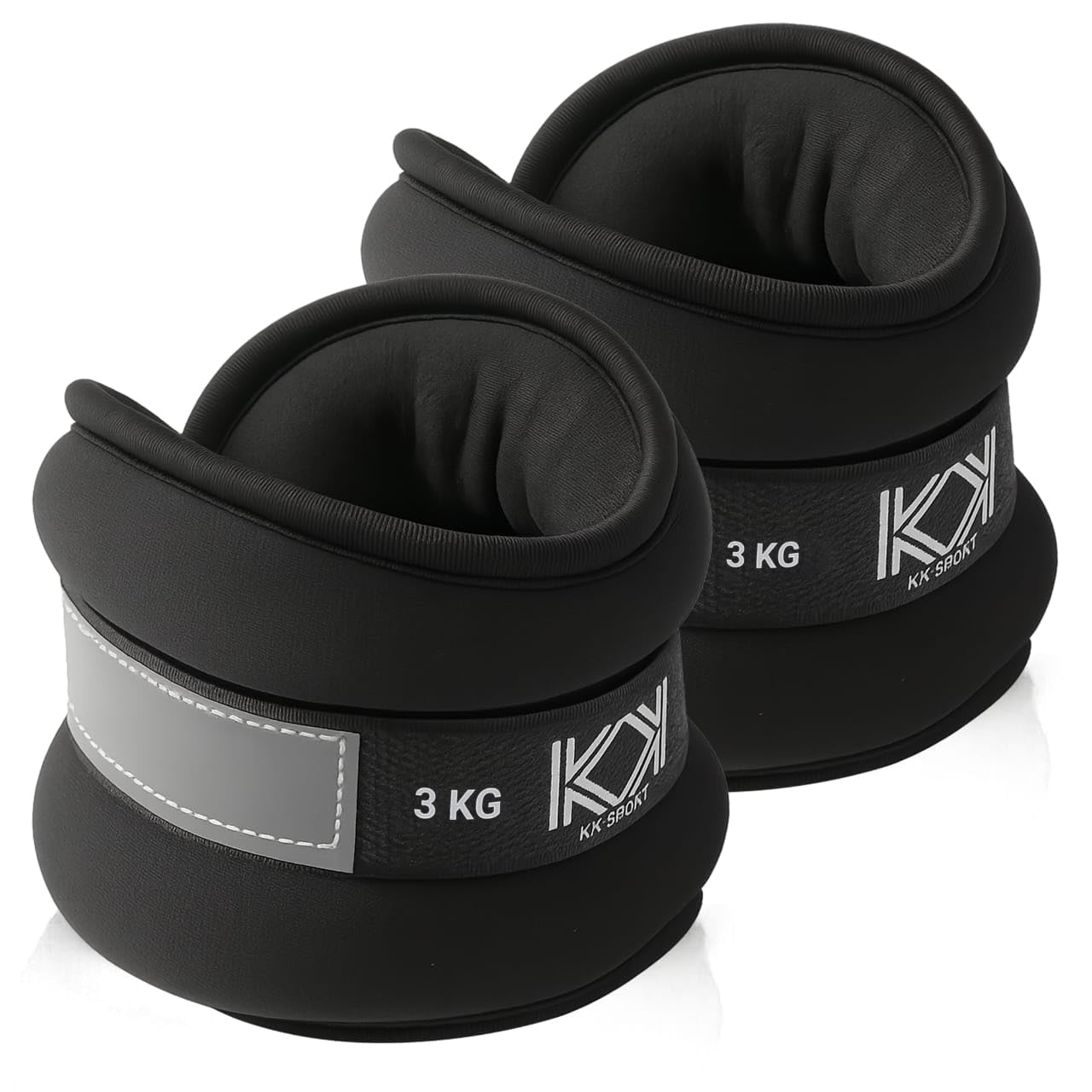 KK Neoprene Ankle Straps Pair - Adjustable Straps for Ankle - Leg Weights Pair for Exercise - Adjustable Leg Straps with Neoprene Padding for Walk, Running, Workouts, & Training (Black - 3kg x 2) โ image 1
