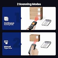 Vista 6 de Eyoyo Mini escáner de código de barras Bluetooth: escaneo 1D rápido y preciso, escáner de código de barras inalámbrico y USB con cable