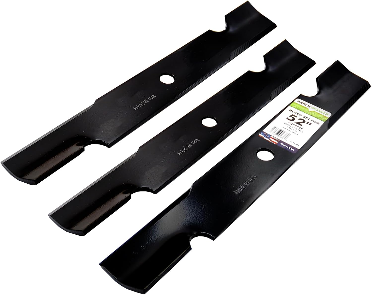 MaxPower 561310B 3 Blade Set for Many 52 in. Snapper Mowers Replaces OEM #'s 1737252BZ and 1737252