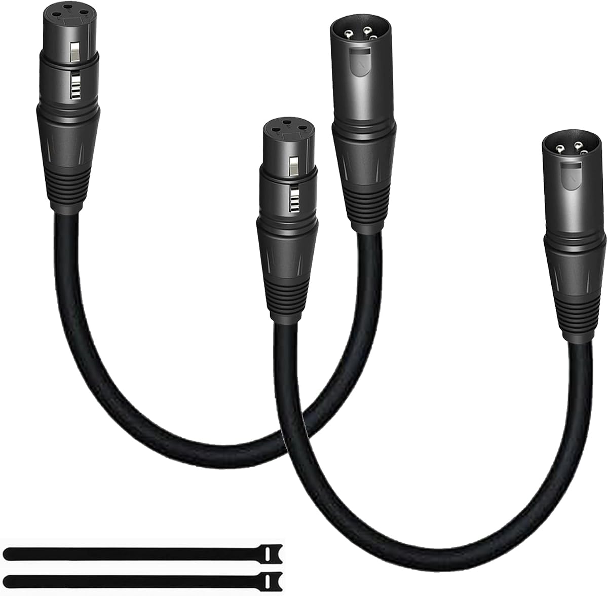 Short XLR Cables 1.6FT 2 Pack,XLR Male to Female Balanced Microphone Cord 3 pin, OFC Shielded 1 Foot Mic Cable
