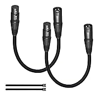 Vista 1 de Paquete de 2 cables XLR cortos de 1.6 pies, cable de micrófono equilibrado XLR macho a hembra de 3 pines, cable de micrófono blindado OFC de 1 pie