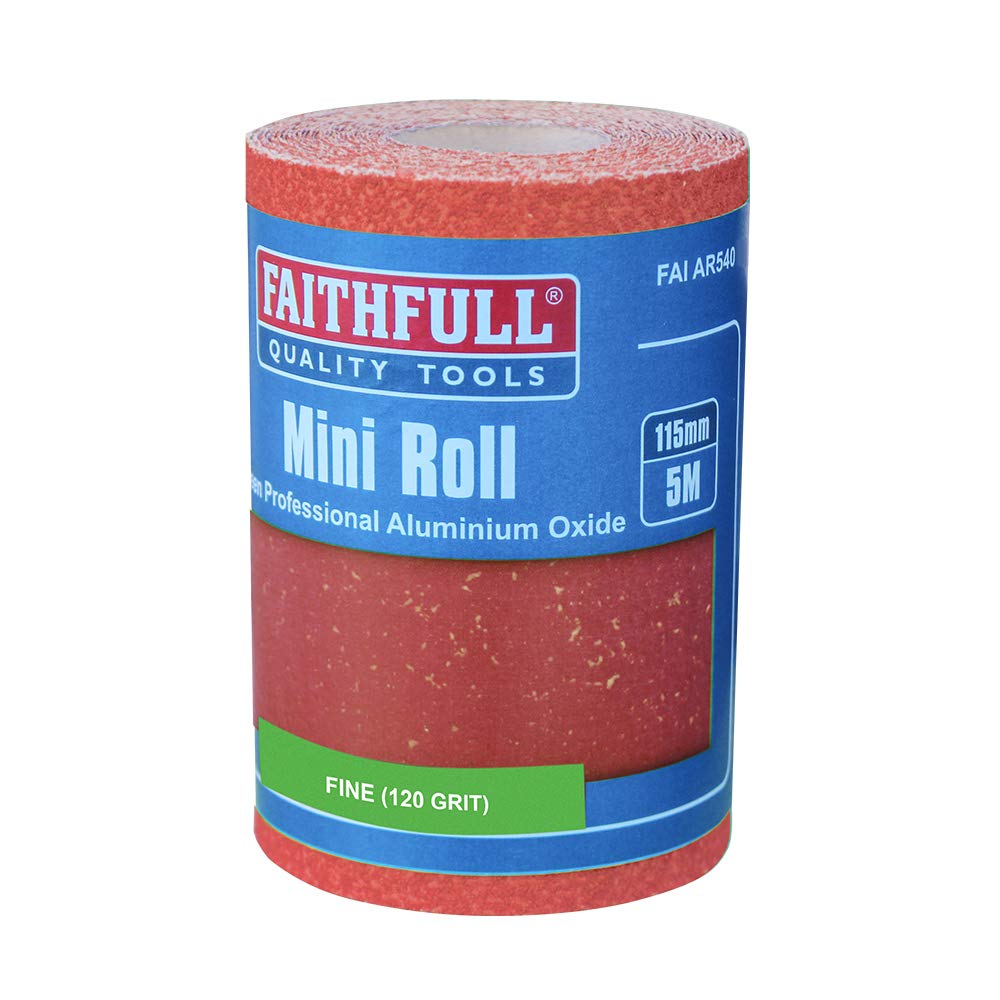 Faithfull Faiar5120r Aluminium Oxide Sanding Paper Roll Red Heavy-Duty 115Mm X 5M 120G 5023969257013