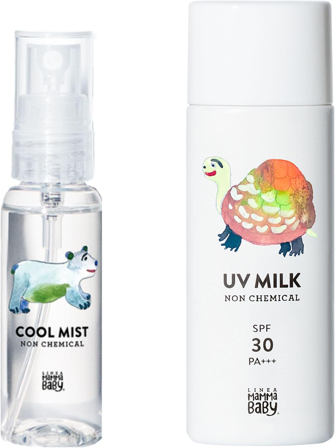 ママベビー クールミスト 30mL & ノンケミカルUVミルクSPF30/PA+++ 50mL[ボディミスト 冷感 赤ちゃん 携帯用 おでかけ 植物由来 紫外線吸収剤フリー 敏感肌 石鹸で落とせる ノンケミカル]