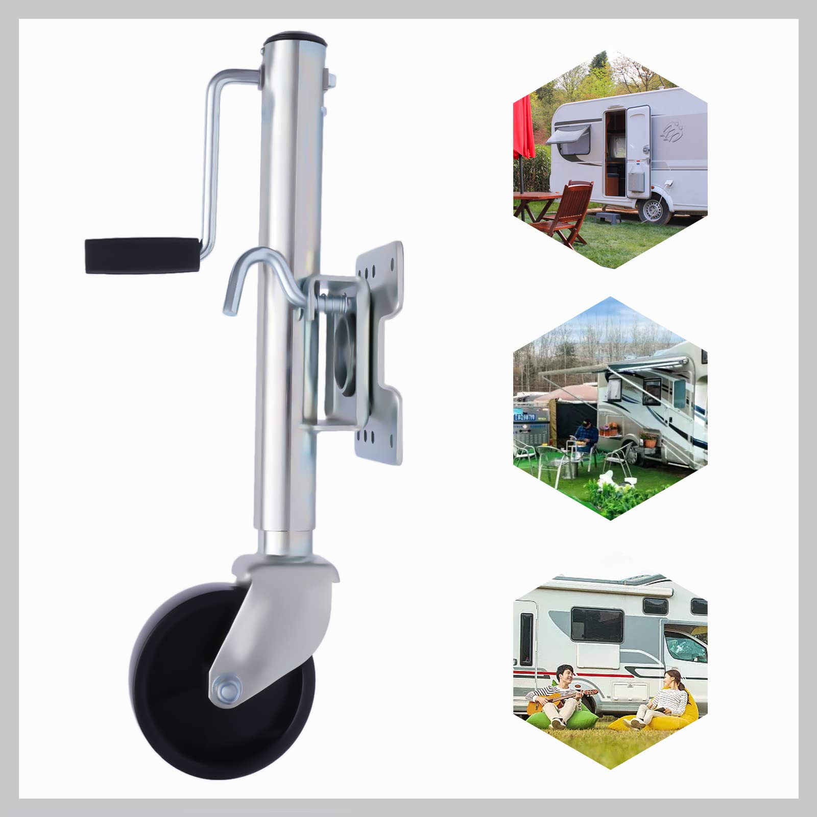 Roue jockey pour remorque, roue jockey de 15,2 cm, en acier au carbone, charge lourde, capacité de charge 540 kg, roue jockey automatique, roue jockey caravane, pour remorque de remorquage et