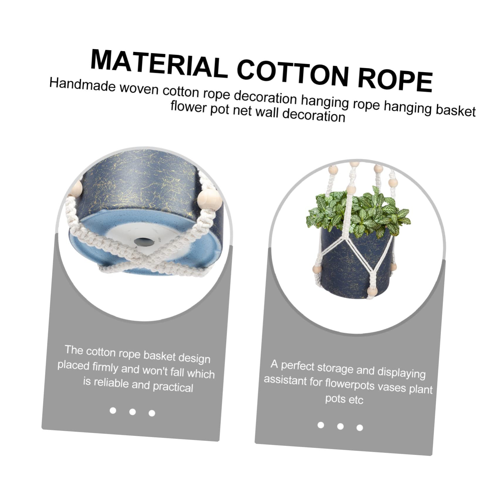 YARNOW Lot De 4 Suspensions pour Plantes en Coton Tissé Filet De Suspension pour Plantes en Soie Décoration Murale Peu Encombrante