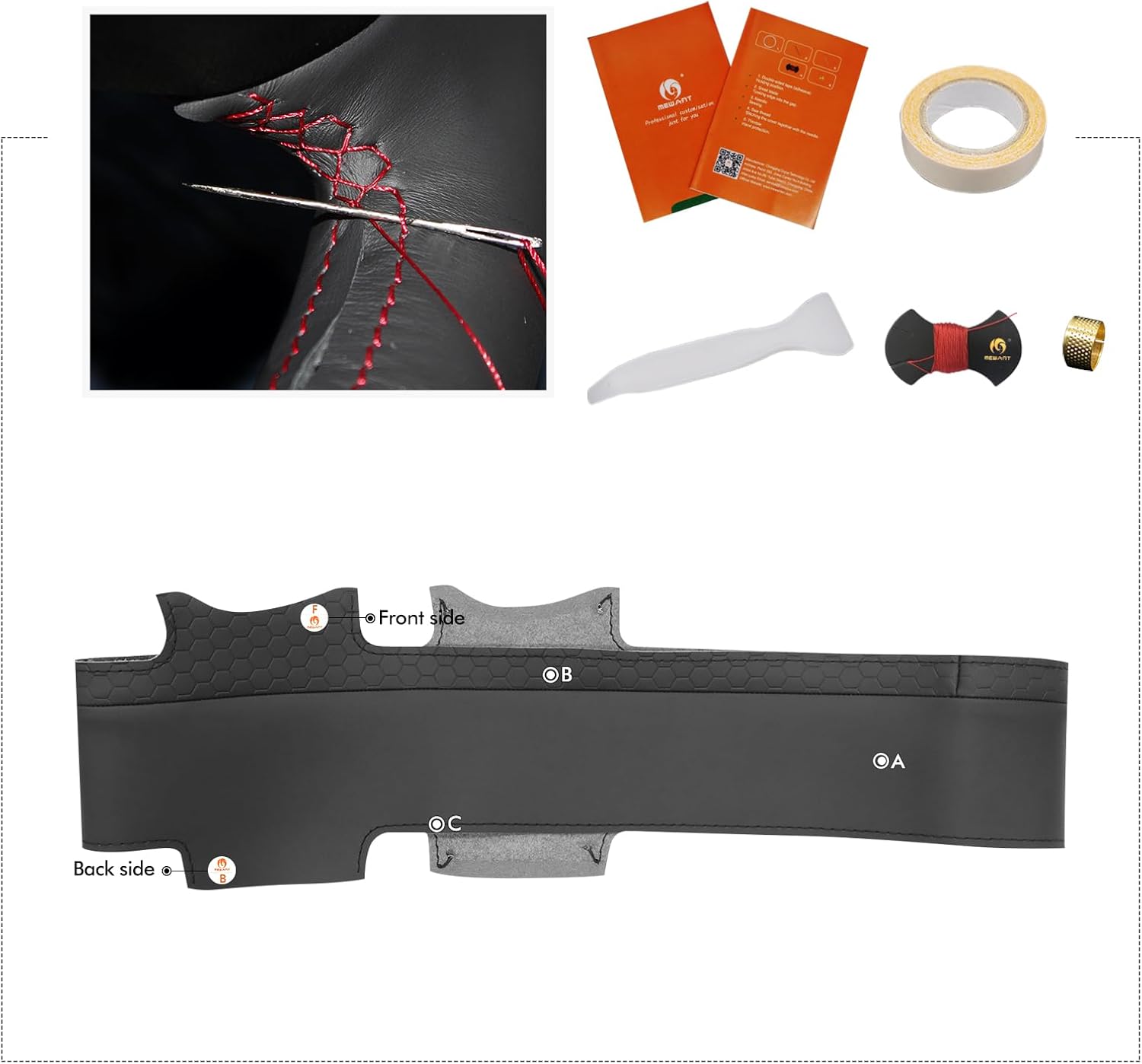 MEWANT Hand Sewn 3D Style Steering Wheel Cover Wrap for Toyota 4Runner 1996-1997/Avalon 1996-1999/Tacoma 1995-2000 Steering Wheel Accessories for Toyota