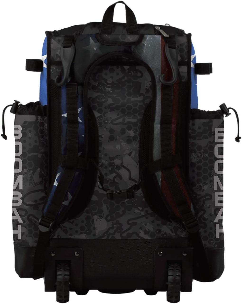 Boombah Superpack Hybrid Rolling Bat Bag - USA Black Ops Black/Royal Blue/Red - Wheeled & Backpack Version