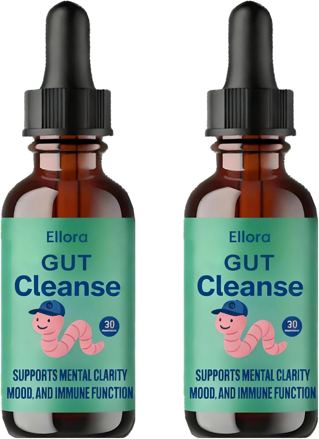 Ellora Gut Cleanse Drops, Gentle Gut and Colon Support for Black Walnut Hull, Wormwood, Clove, Oregano, Licorice Root | 30 Servings