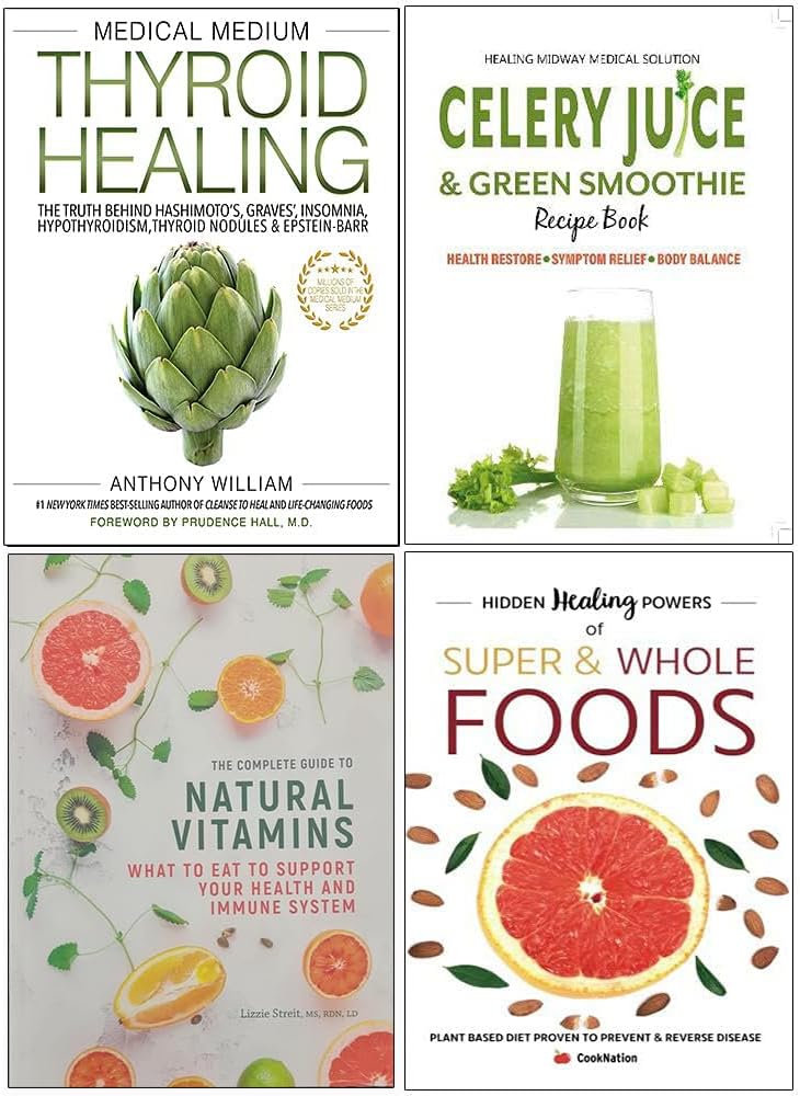 Medical Medium Thyroid Healing, Celery Juice & Green Smoothie Recipe Book, Natural Vitamins, Hidden Healing Powers 4 Books Collection Set