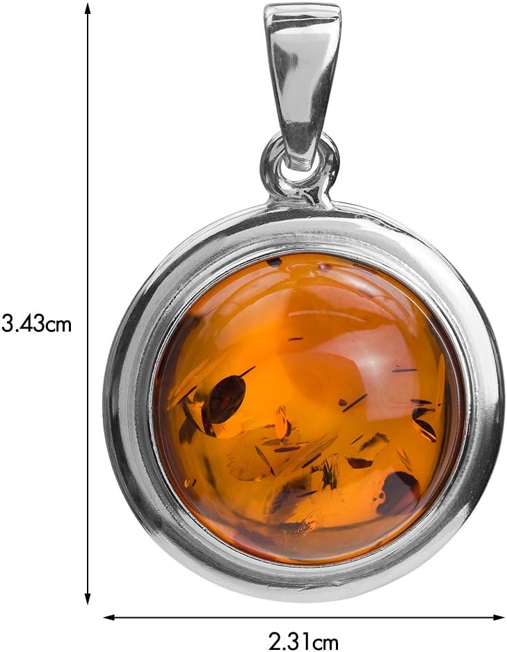 Ian and Valeri Co. Amber Sterling Silver Round Pendant Necklace Chain 18" - Image 4