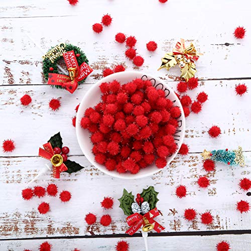 Hestya 500 Pieces 0.5 Inch Christmas Pompoms Glitter Pom Poms For Craft Making And Hobby Supplies (Red) #TOP4