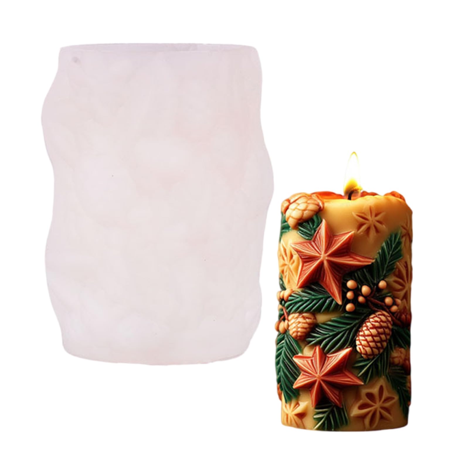 Buxuaaaa A Buxuaaa Christmas Silicone Mold Cylinder Shape Silicone Mold Temperature Resistance Baking Tool For Soap Christmas Snowflake
