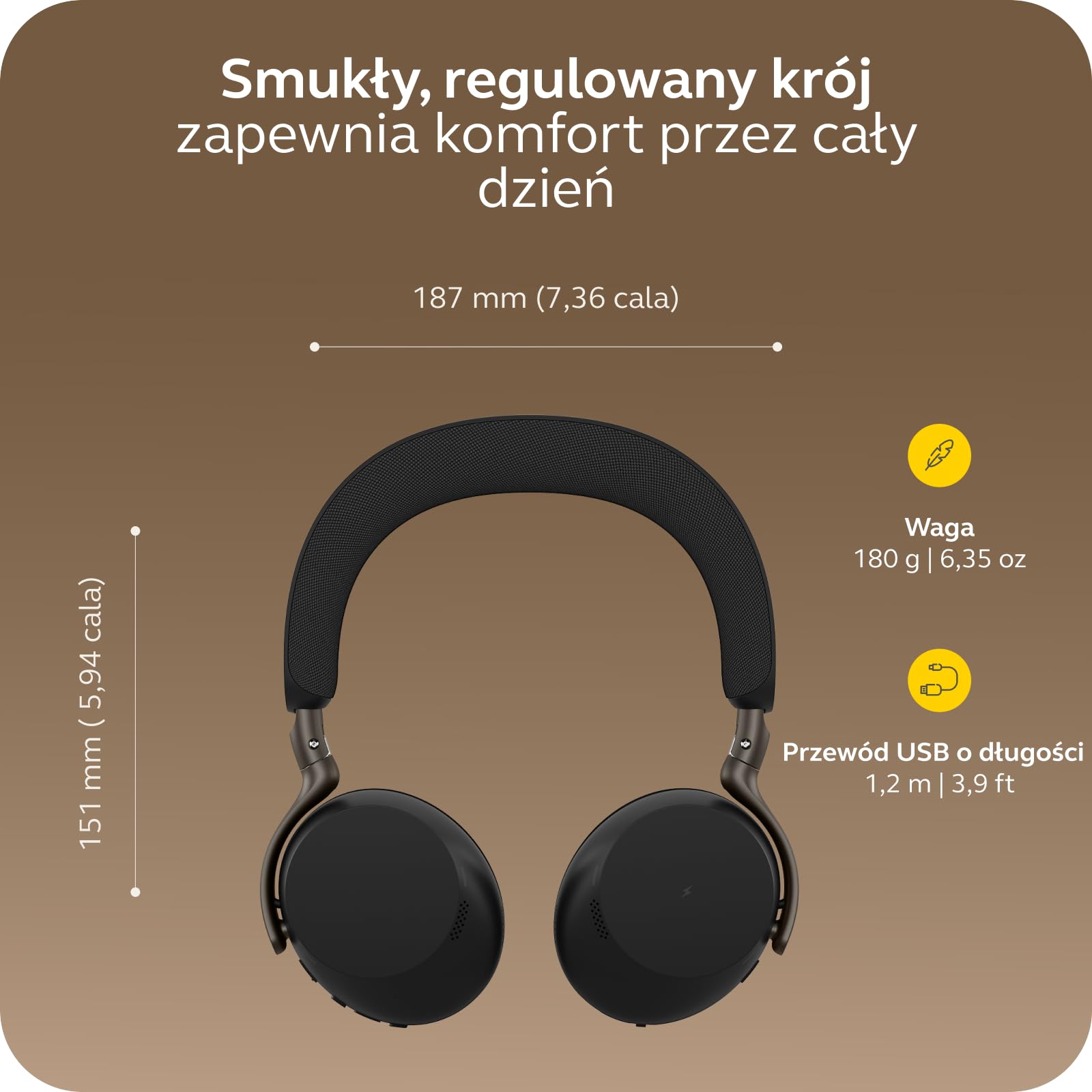 Jabra Evolve3 75 Bezprzewodowy Zestaw Słuchawkowy Bluetooth On-Ear, Czarny | Z mikrofon, USB-C, AI Połączenia, Zaawansowana ANC, 22h Bateria, do Online Meeting Apps