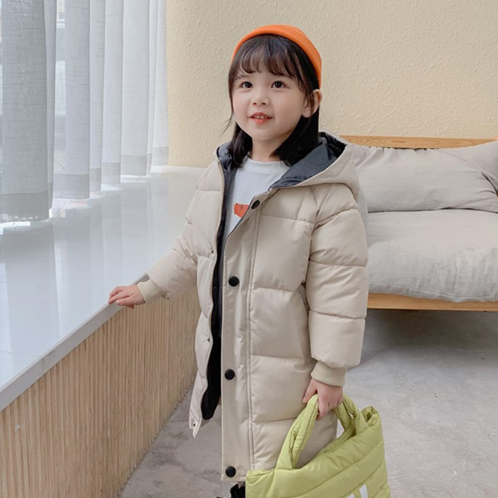 Generisch Traje de nieve para niño 80 niños pequeños suéter abrigo invierno grueso cálido botón con capucha abrigo a prueba de viento chaqueta de moda infantil niños 98