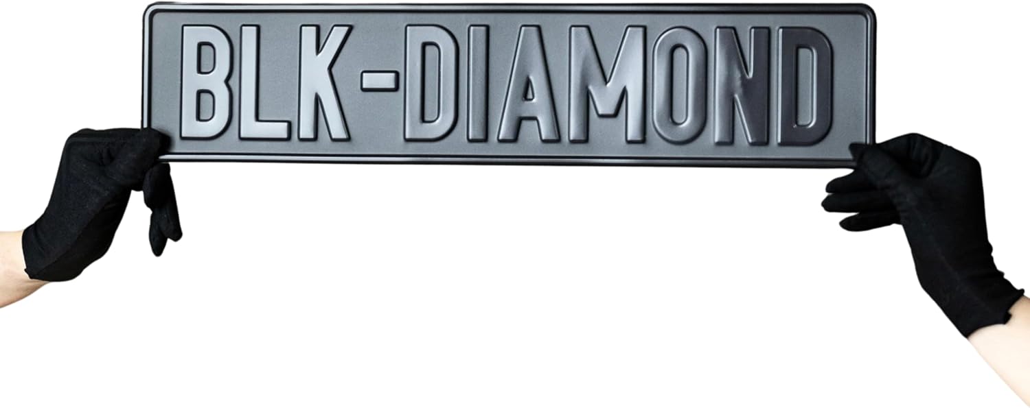 Custom Black on Black Nameplate Name Plate European License Home Decor Metal Art Personalized Front Delete Interior Funny Gift (Black)