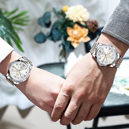 Miniatura 4 de OLEVS Reloj para hombres y mujeres, cara grande, unisex, con diamante, vestido de lujo, analógico, cuarzo, acero inoxidable, impermeable, luminoso,