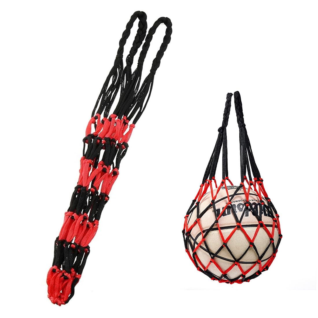 2x Ballnetz Mit Karabiner - Tragbarer Ballsack Für Basketball, Fußball & Volleyball