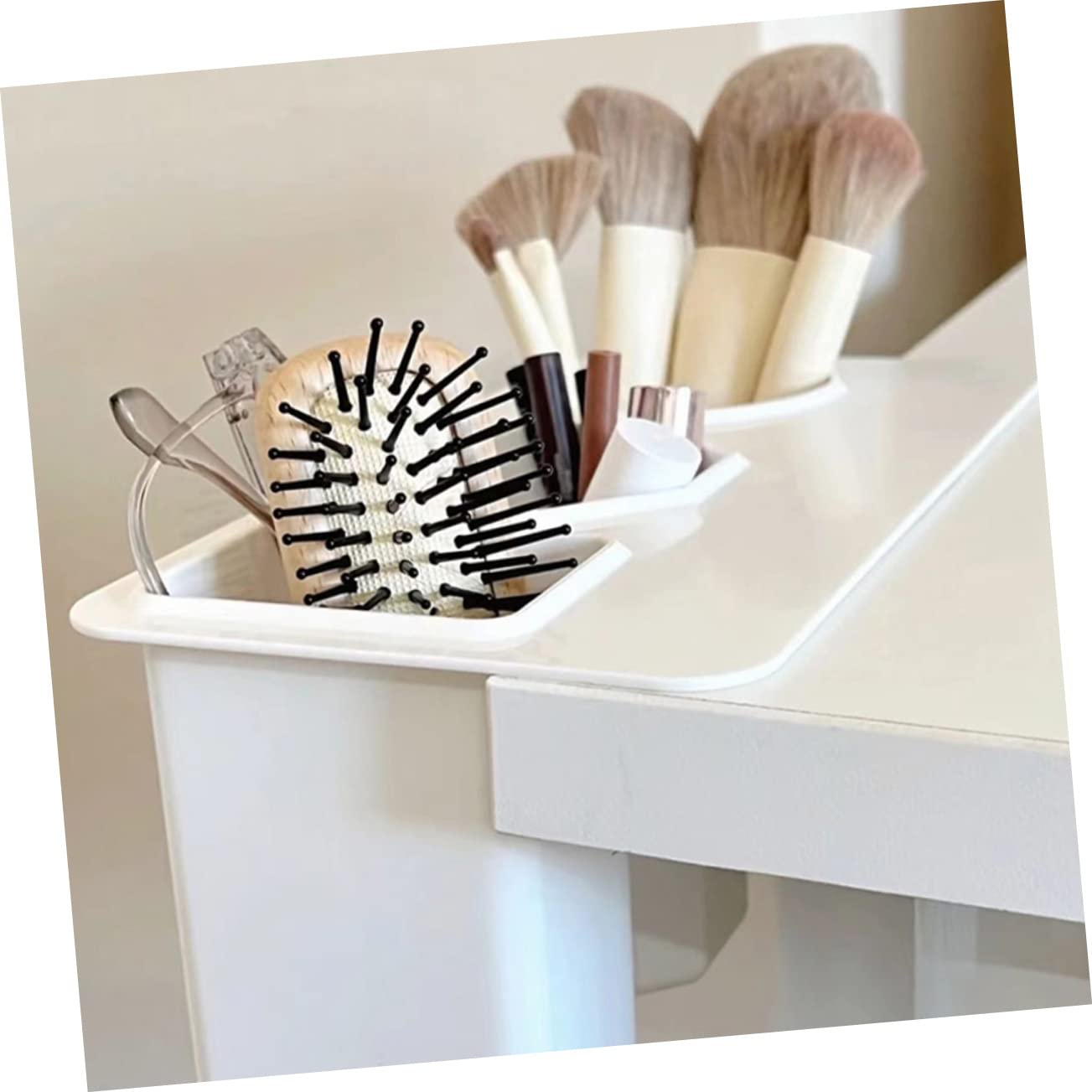 Portapenne da Scrivania a 3 Scomparti, 2 Pezzi, Plastico Bianco | Cassetti, Pulizia Facile, Design Semplice ed Elegante, Uso Versatile per Professionisti