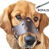 Seguridad, perro esenciales SEVICAT Bozales para Perros Cuero Anti-ladridos Anti-mordida Perro Esenciales Seguridad … (M, Brown)