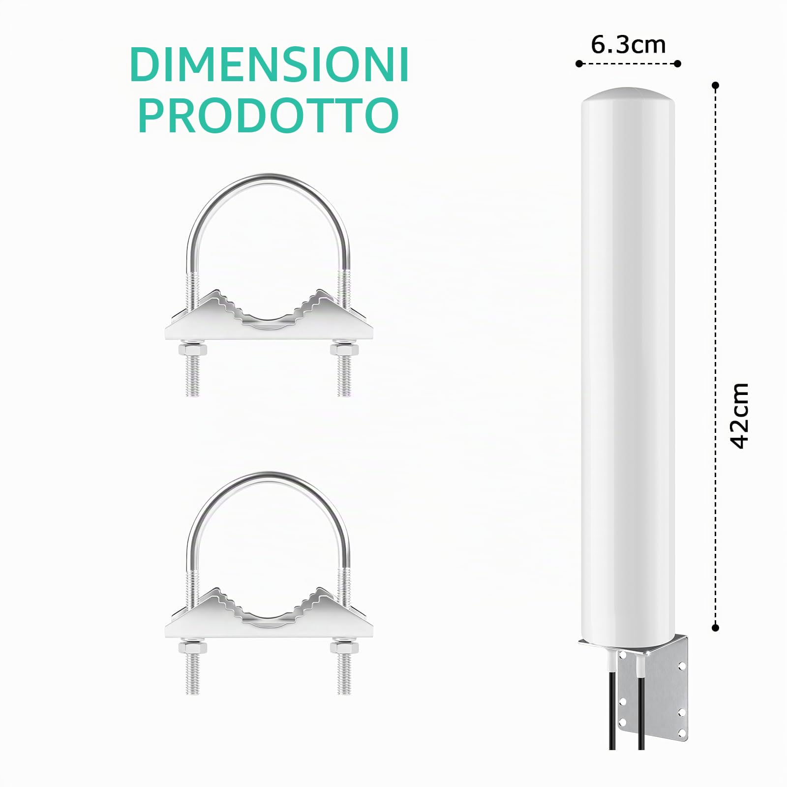 4G LTE 5G Antenna esterna Mimo Omnidirezionale 600-6000 MHz | Spina SMA TS9 adattatore guadagno fino a 5 dBi 2 x 5 metri cavo adatto 5G 3G 4G LTE Router Modem