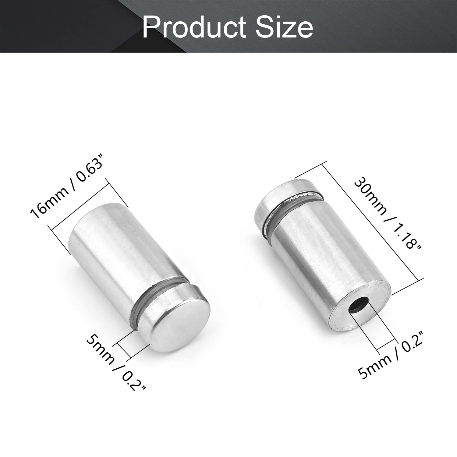 MroMax Glass Standoff,Stainless Steel Screws Wall Mount Hardware Advertising Glass Standoff Nail Silver Tone 8PCS 1