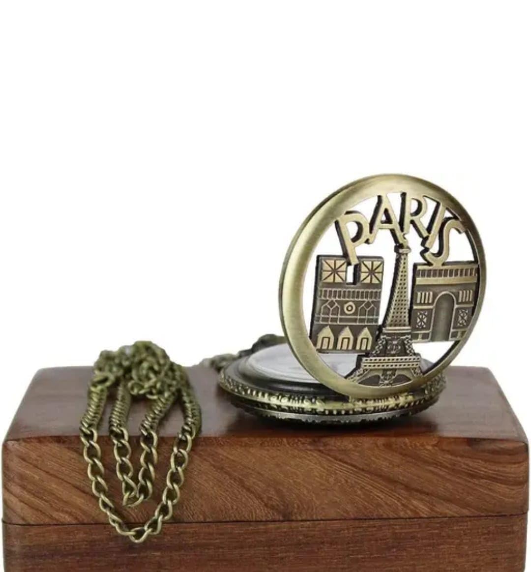 Buy to Click Paris Gold Pocket Watch Locket | Vintage Unisex Necklace Watch with Chain – Classic Antique Style-image-46
