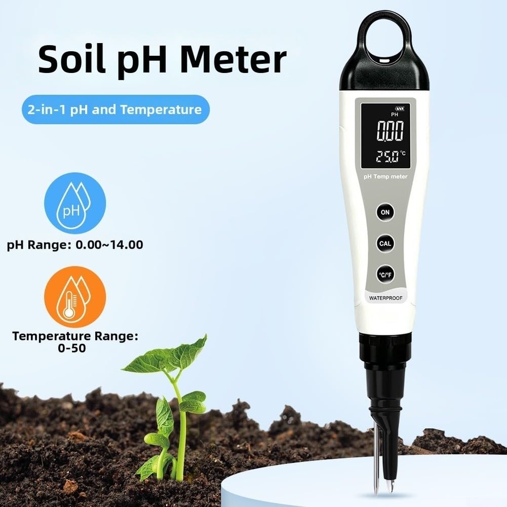 Medidor de pH Digital Portátil con Temperatura para Suelo