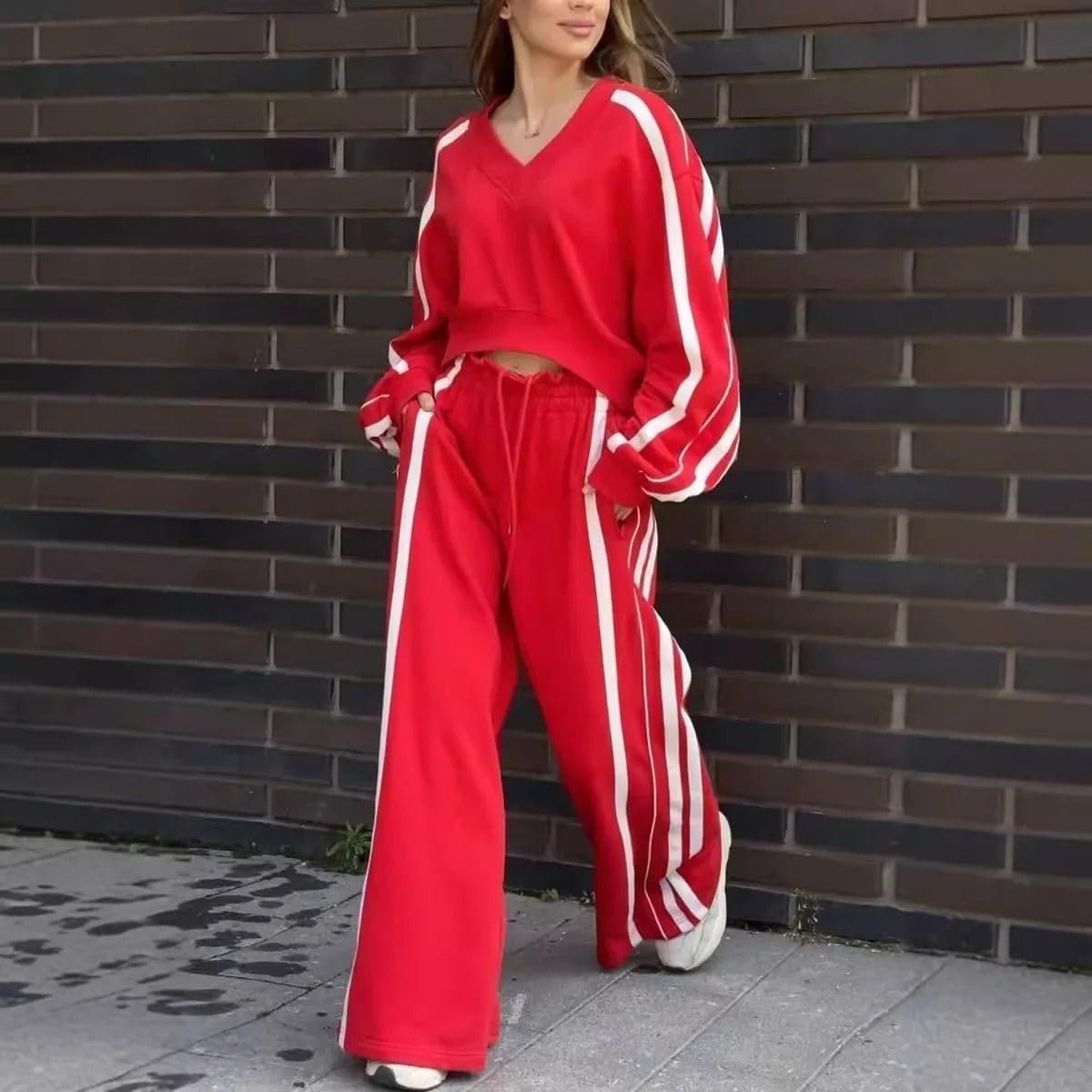 Ensemble 2 pièces sport pour femme, sweat et pantalon de survêtement décontracté