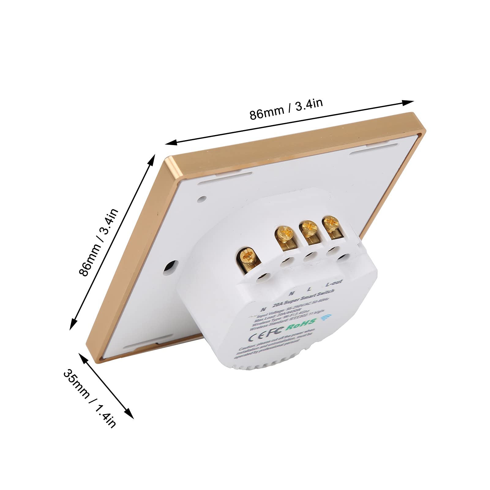 Interruptor de luz inteligente WiFi, interruptor de luz táctil de pared inteligente, interruptor inteligente Control remoto WiFi inalámbrico Distribución de energía Estándar UE/RU 95‑250 VCA