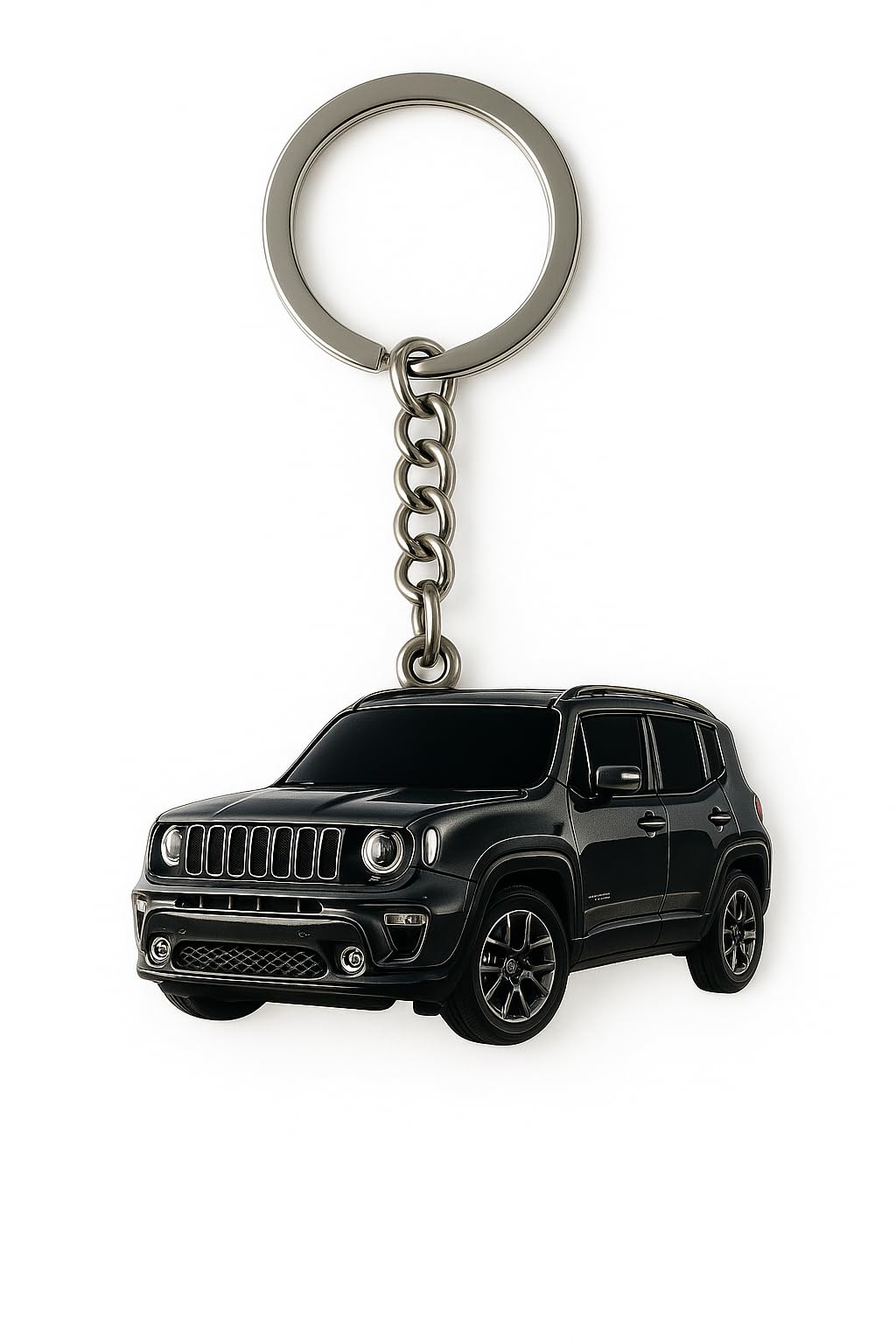 Car Keychain - Stylish Metal Key Ring Compatible with Jeep Renegate for Car Enthusiasts and Collectors (Black)