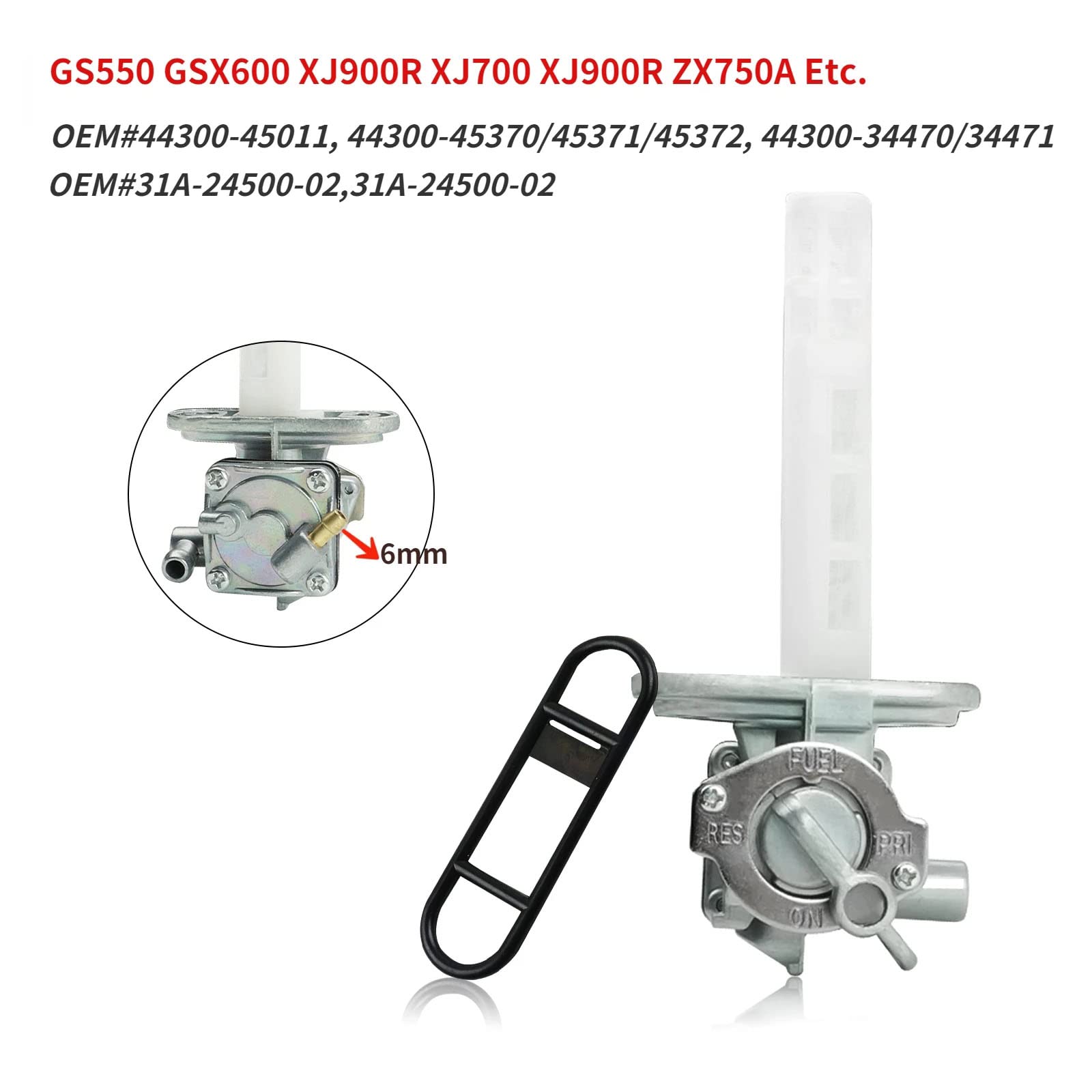 Wai Danie 44mm Robinet De Carburant Interrupteur De Carburant Robinet De Moto Compatible avec Suzuki GS300 GS450 GS550 GS650 GS750 GS850 GS1000 GS1100 GSXR 750 1100 Katana 600 750 GSX 600F 750F