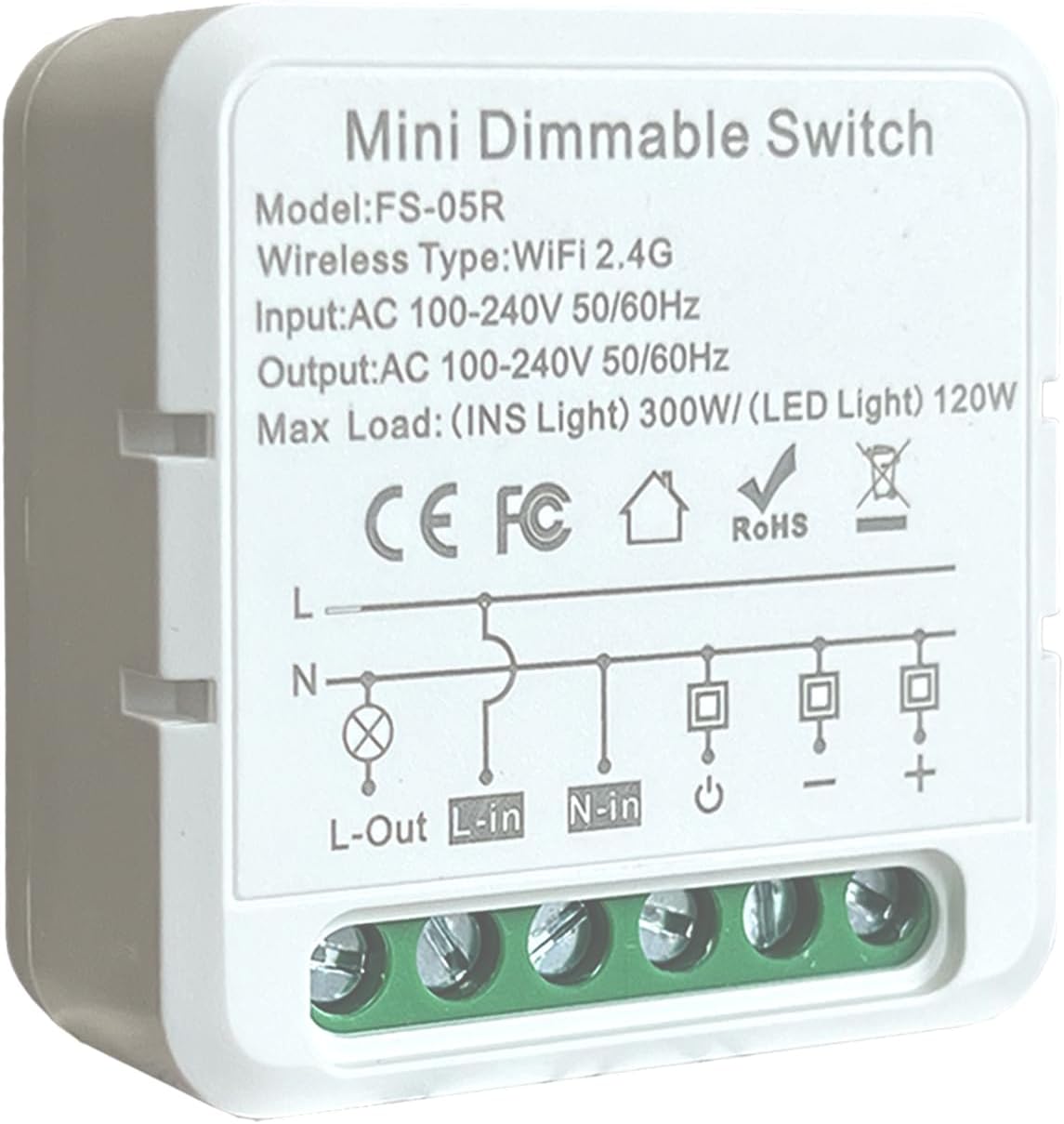 Smart Dimmer Switch, Dimmer Smart Relay, Compatible with Alexa and Google Home Smart Speakers Smart Life/Tuya App, Mini Smart Light Switch Module as Home Assistant, No Hub Required (1Pack)