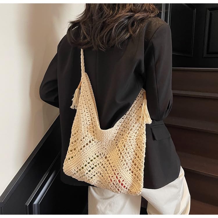 Crochet Beach Bags for Women Woven Purses Shoulder Bag Tote Handbag Summer Beach Purse2