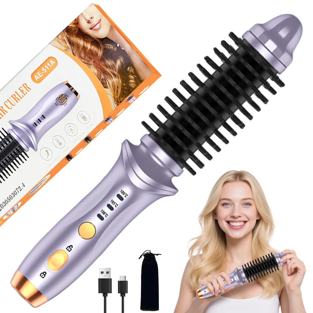 SGZIOO 3 in 1 Cordless Hot Brush for Short Hair, Travel Hot Brush