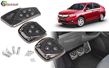Selifaur - 3 Pcs Black Non-Slip Manual Car Pedals kit Pad Covers Set for Honda Amaze 2018