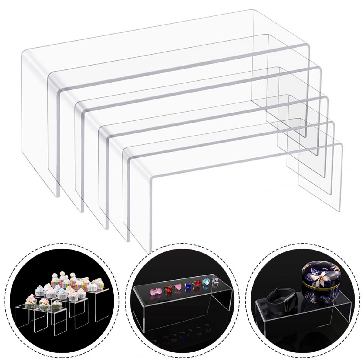 SPORTARC 5 Stks/set Clear Display Stands, Display Risers 3mm Acryl Display Riser Sieraden Brug Showcase Opslag Rack Plank Houder Tafel Decoraties SPORTARC 5 Stks/set Clear Display Stands, Display Risers 3mm Acryl Display Riser Sieraden Brug Showcase Opslag Rack Plank Houder Tafel Decoraties