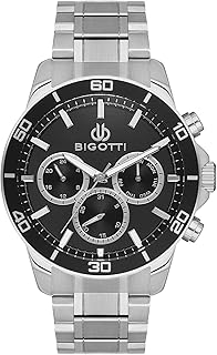 ساعة بسوار من الستانلس ستيل للرجال من بيجوتي ميلانو - BG.1.10503-2، تناظري، بمينا أسود