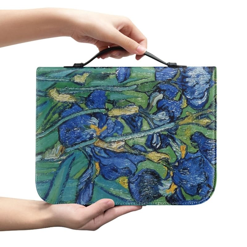 Garronmavis Artistic Irises Zippered Bible Case for Women & Men - Van Gogh Bible Carrier - Impressionism Painting Holder Bag - M - Image 2