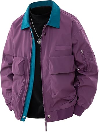 HSQIBAOER Mens Coat French Retro Spring Fall Workwear Turn Down Collar Jacket For Men