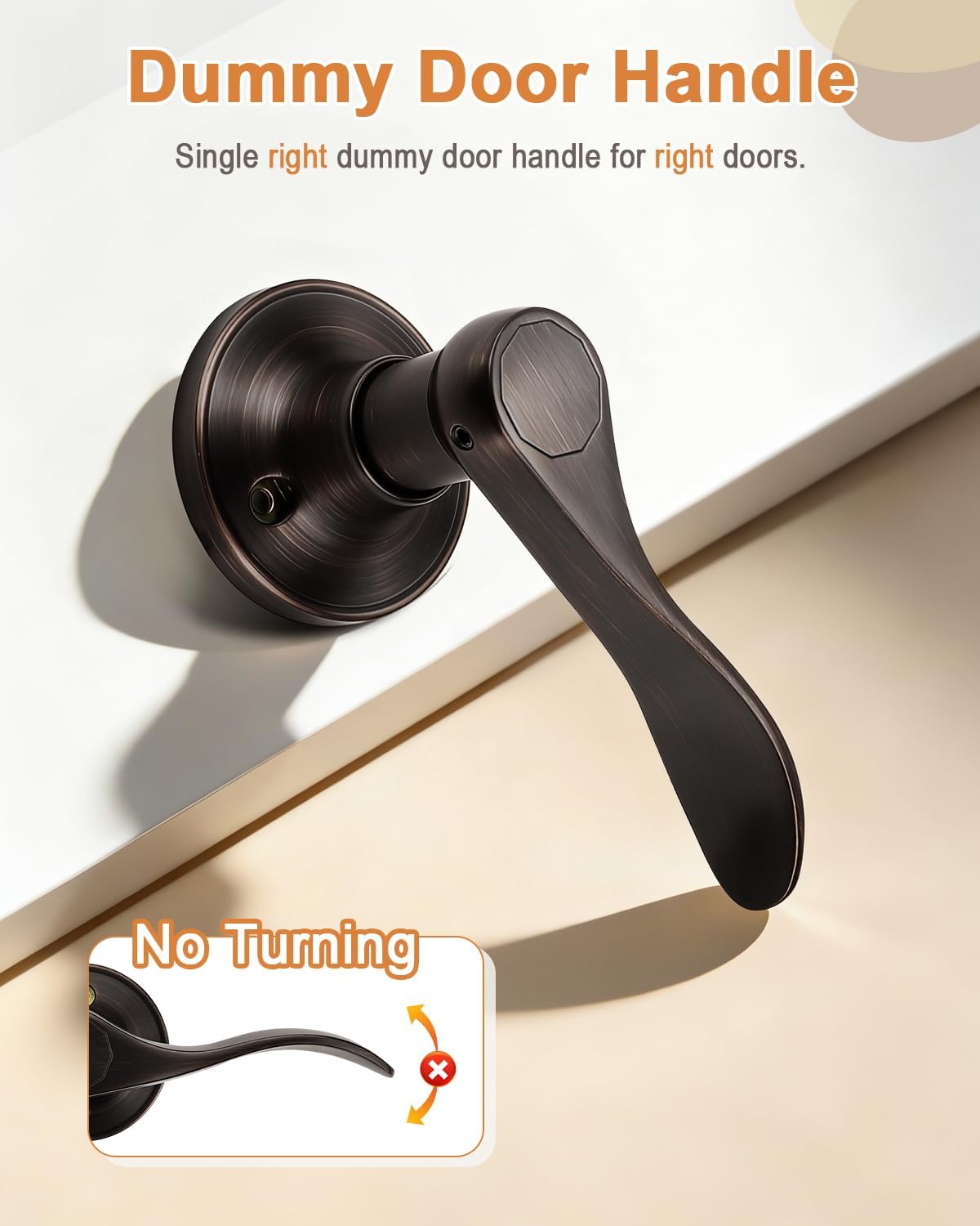 Probrico Dummy Door Handles, Oil Rubbed Bronze Interior Dummy Door Lever for Hallway Closet, No-Turning Right Handed Door Lever Wave Style, 4 Pack