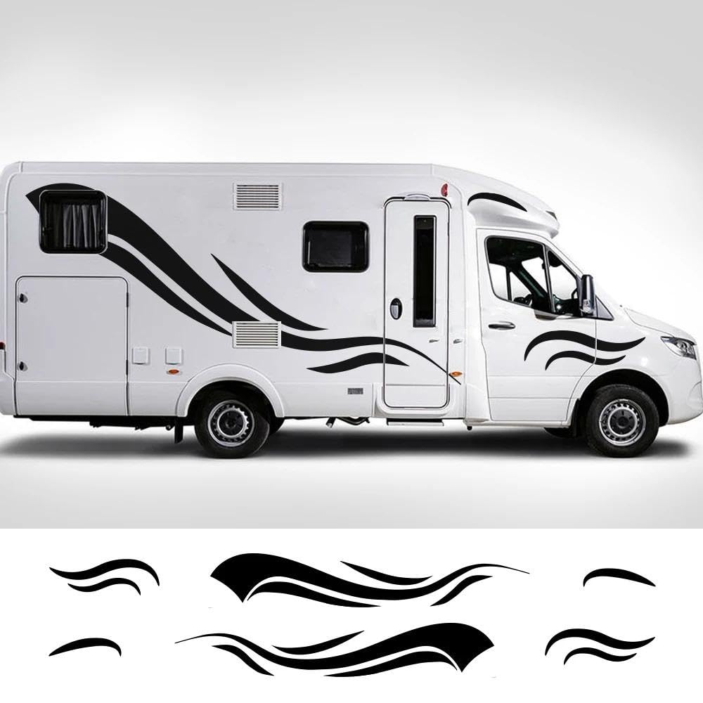 Accessorio automatico Adesivi In ​​vinile A Strisce Per Camper Per Camper Van Horsebox Caravan RV Accessori Per Tuning Auto Decalcomanie Decorative(Matt Silver,247x40cm)