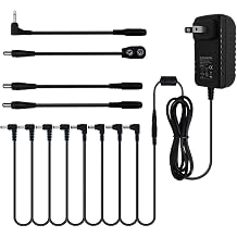 Pedal Power Supply Adapter 9V DC 2A 2000ma Tip Negative 8 Way Daisy Chain Cables for Guitar Effect Pedals