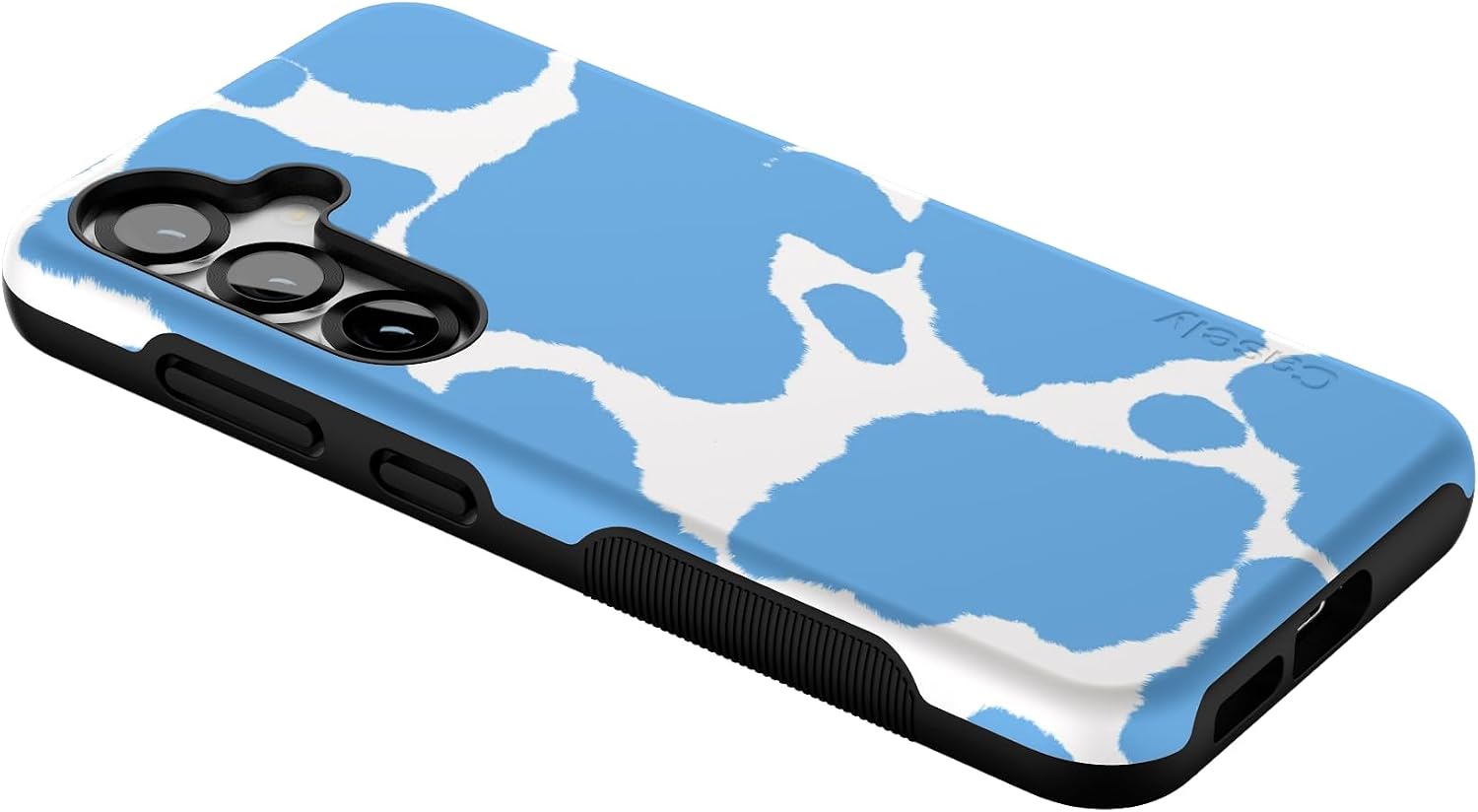 Casely Galaxy S25 Case | Current Mood | Light Blue Cow Print | Bold Protective Design | Compatible with MagSafe